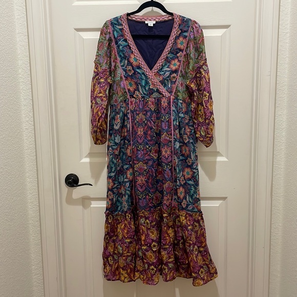 Sundance Dresses & Skirts - Sundance Floral Boho V-Neck Long Sleeve Maxi Dress